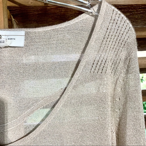 Anthro ‘Gold Dust’ Sweater Sheer XS Sparkle Top Blouse Tunic - Picture 7 of 13